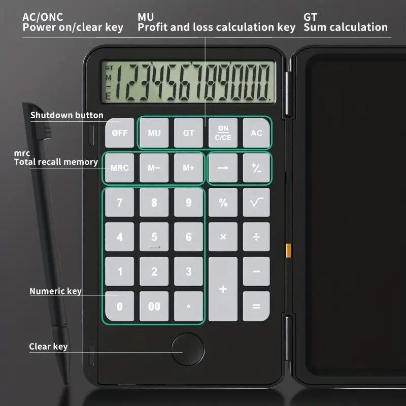 Smart LCD Calculator with Built-in Writing Tablet